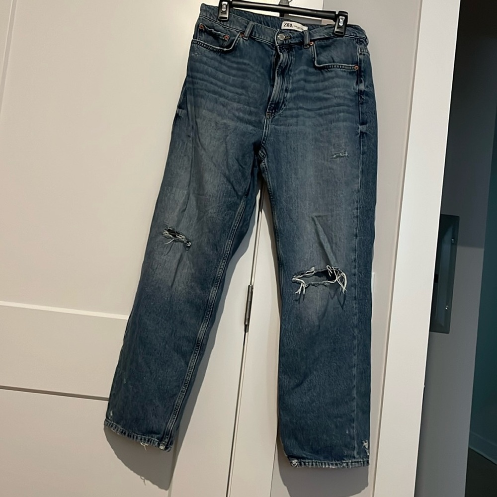 Zara wide leg ripped jeans